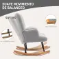 Silla Mecedora de Borreguito con Respaldo Capitoné y Base de Madera de Caucho para Salón o Dormitorio 65x88x87 cm Gris