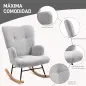 Silla Mecedora de Borreguito con Respaldo Capitoné y Base de Madera de Caucho para Salón o Dormitorio 65x88x87 cm Gris