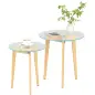 Set de 2 Mesas Auxiliares Modernas de Ø50x45 cm y Ø40x40 cm con Encimera de Vidrio Templado y Estructura de Acero
