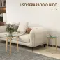 Set de 2 Mesas Auxiliares Modernas de Ø50x45 cm y Ø40x40 cm con Encimera de Vidrio Templado y Estructura de Acero