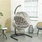 Silla Colgante con Soporte Cesta Plegable de Malla Doble Cojín para Interior y Exterior Carga 120 kg Arena y Negro