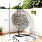 Silla Colgante con Soporte Cesta Plegable de Malla Doble Cojín para Interior y Exterior Carga 120 kg Arena y Negro