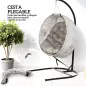 Silla Colgante con Soporte Cesta Plegable de Malla Doble Cojín para Interior y Exterior Carga 120 kg Arena y Negro