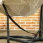 Silla Colgante con Soporte Cesta Plegable de Malla Doble Cojín para Interior y Exterior Carga 120 kg Arena y Negro