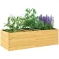 Jardinera de Madera con 3 Zonas de Cultivo y Forro Ideal para Verduras Hierbas y Flores 140x60x40cm Natural