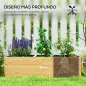 Jardinera de Madera con 3 Zonas de Cultivo y Forro Ideal para Verduras Hierbas y Flores 140x60x40cm Natural