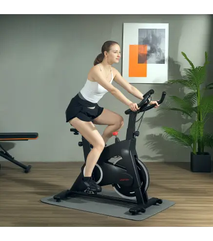 Bicicleta Estática de Interior con Volante de Inercia de 15 kg Monitor LED con Pulsómetro Manillar y Asiento Ajustables