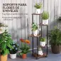Soporte para Plantas de Madera y Acero de 3 Niveles con 5 Estantes Cuadradas y 4 Ruedas 59x59x110 cm Carbonizado