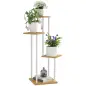 Soporte para Plantas de Madera y Acero de 4 Niveles con 4 Estantes Cuadrados 53x42x85 cm Natural y Blanco