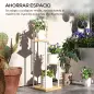 Soporte para Plantas de Madera y Acero de 4 Niveles con 4 Estantes Cuadrados 53x42x85 cm Natural y Blanco