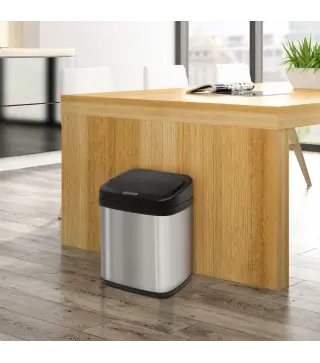 Papelera de Cocina 20L con Sensor Infrarrojo Apertura Automática y Cubo Interior Extraíble 33x25x42,5 cm Plata y Negro