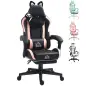Silla Gamer Reclinable con Altura Ajustable Reposapiés Retráctil Soporte Lumbar y Reposacabezas Desmontable Negro