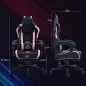 Silla Gamer Reclinable con Altura Ajustable Reposapiés Retráctil Soporte Lumbar y Reposacabezas Desmontable Negro