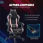 Silla Gamer Reclinable con Altura Ajustable Reposapiés Retráctil Soporte Lumbar y Reposacabezas Desmontable Negro