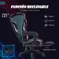 Silla Gamer Reclinable con Altura Ajustable Reposapiés Retráctil Soporte Lumbar y Reposacabezas Desmontable Negro