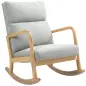 Mecedora Tapizada en Lino Silla Mecedora con Patas de Madera de Caucho y Reposabrazos Carga 150 kg Gris