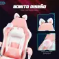 Silla Gamer Reclinable con Altura Ajustable Reposapiés Retráctil Soporte Lumbar y Reposacabezas Desmontable Rosa