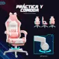 Silla Gamer Reclinable con Altura Ajustable Reposapiés Retráctil Soporte Lumbar y Reposacabezas Desmontable Rosa