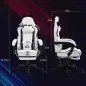 Silla Gamer Reclinable con Altura Ajustable Reposapiés Retráctil Soporte Lumbar y Reposacabezas Desmontable Blanco