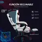Silla Gamer Reclinable con Altura Ajustable Reposapiés Retráctil Soporte Lumbar y Reposacabezas Desmontable Blanco