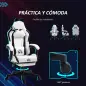 Silla Gamer Reclinable con Altura Ajustable Reposapiés Retráctil Soporte Lumbar y Reposacabezas Desmontable Blanco