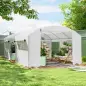 Invernadero de Túnel 6x3x2 m con 6 Ventanas de Malla Cubierta de PE Anti-UV y 3 Puertas Enrollables Blanco