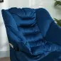 Sillón de Salón con Otomana Sillón de Relax con Bolsillos Laterales y Patas de Acero para Sala de Estar Dormitorio Azul