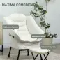 Sillón de Salón con Otomana Sillón de Relax con Bolsillos Laterales y Patas de Acero para Sala de Estar Dormitorio Crema