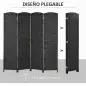 Biombo Separador de Ambientes de 4 Paneles Biombo Plegable 160x170 cm para Salón Dormitorio Oficina Negro