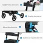 Andador para Ancianos Plegable de Aluminio con Asiento 4 Ruedas Altura Ajustable Frenos de Maneta Azul y Negro