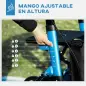 Andador para Ancianos Plegable de Aluminio con Asiento 4 Ruedas Altura Ajustable Frenos de Maneta Azul y Negro