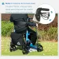 Andador para Ancianos Plegable de Aluminio con Asiento 4 Ruedas Altura Ajustable Frenos de Maneta Azul y Negro
