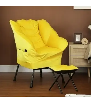 Sillón de Salón con Otomana Sillón de Relax con Bolsillos Laterales y Patas de Acero para Sala de Estar Dormitorio Amari