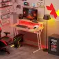 Escritorio Gaming con Luces LED 100x60 cm omas de Corriente Soporte para Monitor Estantes y Control Remoto Natural