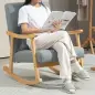 Silla Mecedora con Cojín Lumbar Respaldo Amplio y Base de Madera para Salón o Dormitorio 65x87x84 cm Gris Claro Silla Mecedora con Cojín Lumbar Respaldo Amplio y Base de Madera para Salón o Dormitorio 65x87x84 cm Gris Claro