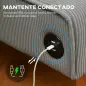 Sofá de 2 Plazas Tapizado en Pana con 2 Puertos USB 1 Puerto Tipo-C y Patas de Madera Carga 220 kg 110x60x85 cm Gris