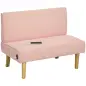 Sofá de 2 Plazas Tapizado en Pana con 2 Puertos USB 1 Puerto Tipo-C y Patas de Madera Carga 240 kg 110x60x85 cm Rosa
