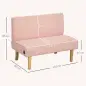Sofá de 2 Plazas Tapizado en Pana con 2 Puertos USB 1 Puerto Tipo-C y Patas de Madera Carga 240 kg 110x60x85 cm Rosa