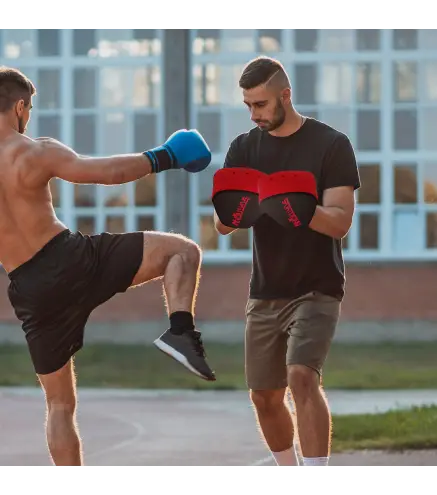 Manopla de Boxeo Paos Muay Thai MMA Curvadas para Entrenamiento Karate Taekwondo Kickboxing Training Rojo