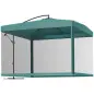 Sombrilla de Jardín Ø295 cm Parasol Excéntrico Inclinable con Mosquiteras Base Cruzada y Manivela Verde Oscuro
