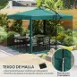 Sombrilla de Jardín Ø295 cm Parasol Excéntrico Inclinable con Mosquiteras Base Cruzada y Manivela Verde Oscuro