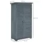 Cobertizo de Madera Caseta de Madera 0,31 m² 87x46,5x160 cm con 2 Puertas y 2 Estantes Interior Gris