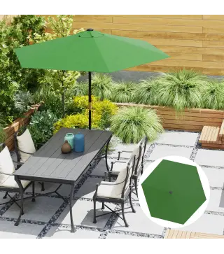Toldo de Recambio de Sombrilla de 3 m Toldo de Repuesto para Sombrilla con Ventilación Superior Protección UV 30+ Verde