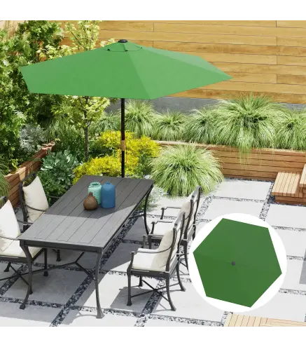 Toldo de Recambio de Sombrilla de 3 m Toldo de Repuesto para Sombrilla con Ventilación Superior Protección UV 30+ Verde
