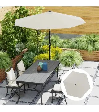 Toldo de Recambio de Sombrilla de 3 m Toldo de Repuesto para Sombrilla con Ventilación Superior Protección UV 30+ Crema