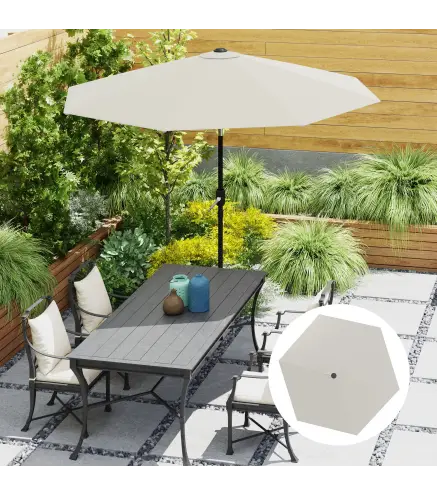 Toldo de Recambio de Sombrilla de 3 m Toldo de Repuesto para Sombrilla con Ventilación Superior Protección UV 30+ Crema