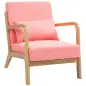 Butaca Nórdica Sillón de Salón Acolchado con Reposabrazos Cojín y Marco de Madera de Caucho 61x78x76 cm Rosa