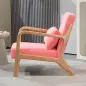 Butaca Nórdica Sillón de Salón Acolchado con Reposabrazos Cojín y Marco de Madera de Caucho 61x78x76 cm Rosa