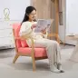 Butaca Nórdica Sillón de Salón Acolchado con Reposabrazos Cojín y Marco de Madera de Caucho 61x78x76 cm Rosa