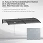 Marquesina de Protección contra Sol y Lluvia 196x75x23 cm con Cubierta de Policarbonato para Puertas y Ventanas Negro